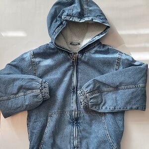 Zara Kids Hooded Fleece Lined Jean Jacket